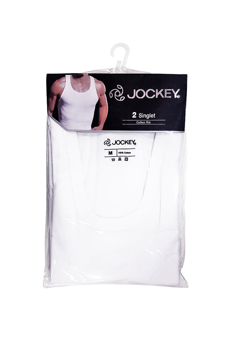 Jockey® Cotton Rib White Singlet 2-Pack | JMN903426