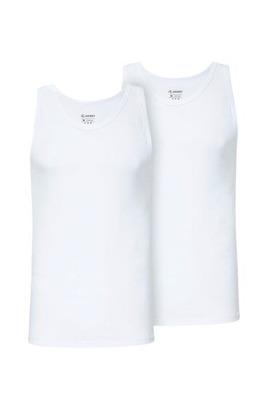 Jockey® Cotton Rib White Singlet 2-Pack | JMN903426